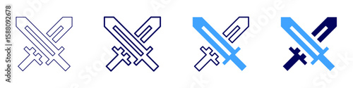 Sword terminology icon in 4 different styles. Thin Line, Line, Bold Line, Duotone. Duotone style. Editable stroke