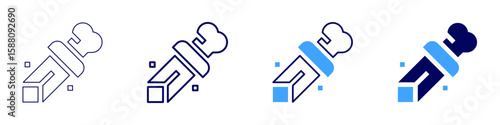 Sword villain icon in 4 different styles. Thin Line, Line, Bold Line, Duotone. Duotone style. Editable stroke