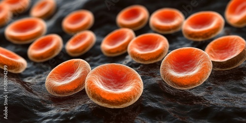 Artistic macro image of red blood cells in motion, signifying dynamic circulation and the importance of healthy blood flow in the human body.