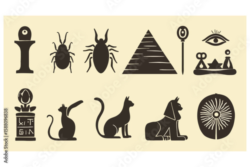 Egyptian Symbols Set Ancient Iconography Artwork