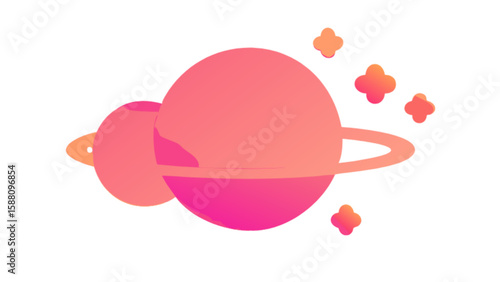 Planet illustration with rings and stars vector design for astronomy and space exploration projects