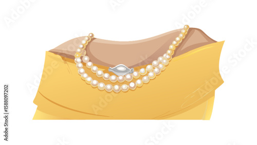Elegant pearl necklace jewelry fashion accessory on yellow dress for wedding and special occasion style is chic