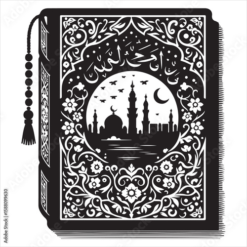 holy quran silhouette , black colour vacktor 