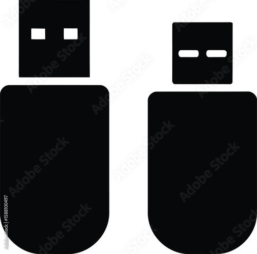 Two black usb flash drives side by side on a white background