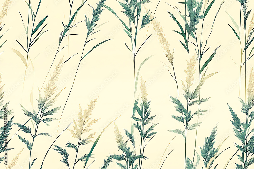 Obraz premium eather Reed Grass Minimalist seamless pattern background vector