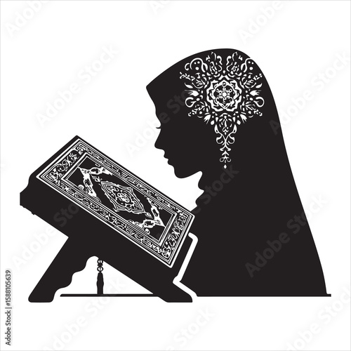 holy quran silhouette , black colour vacktor 
