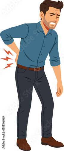 Young Man with Lower Back Pain Illustration

