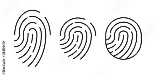 Fingerprint icon set, Biometric security line art