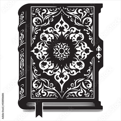 holy quran silhouette , black colour vacktor 