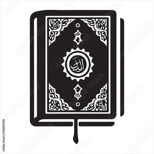 holy quran silhouette , black colour vacktor 
