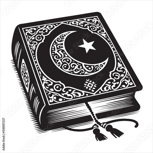 holy quran silhouette , black colour vacktor