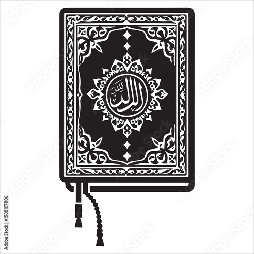 holy quran silhouette , black colour vacktor