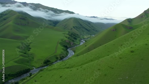 Lush valley with winding river