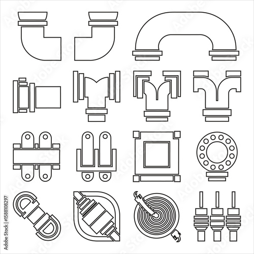 Plumbing fittings and connectors collection pipes elbows