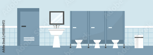 Hospital toilet illustration. Mall toilet. Mall restroom. Modern restroom. Lavatory. Washbasin at toilet.