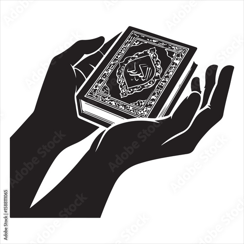 holy quran silhouette , black colour vacktor