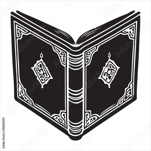 holy quran silhouette , black colour vacktor