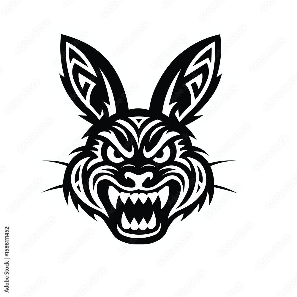 Obraz premium Rabbit Head Mascot Vector in Bold Line Art