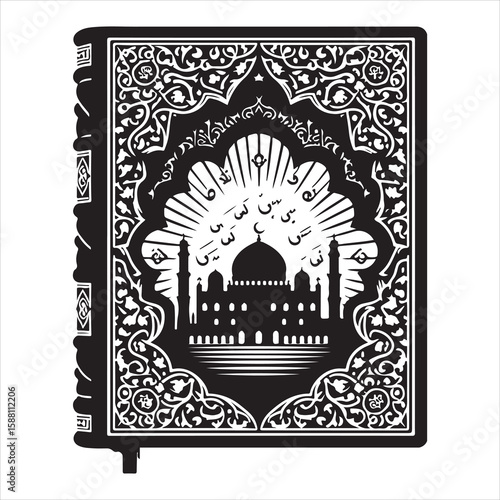 holy quran silhouette , black colour vacktor