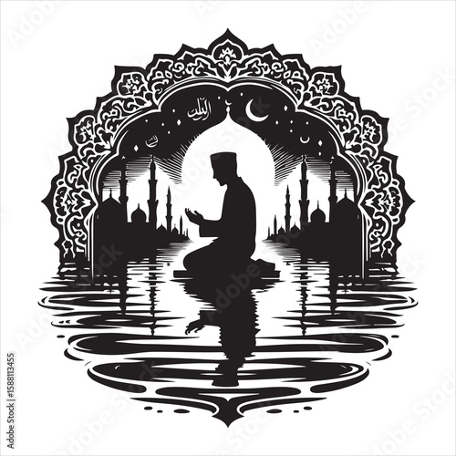 holy quran silhouette , black colour vacktor