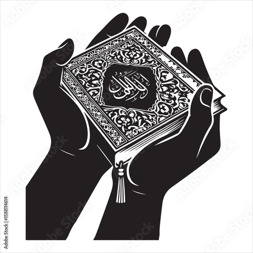 holy quran silhouette , black colour vacktor