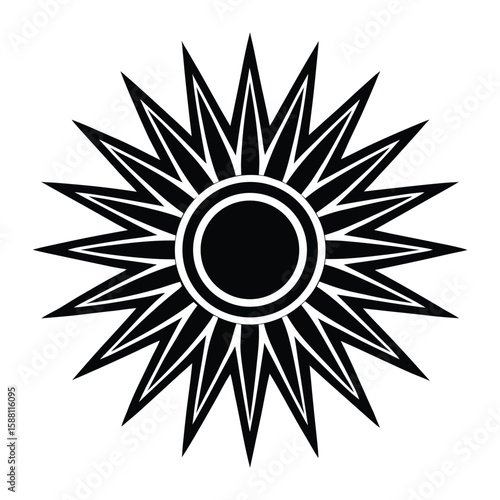 Black Sun Flower Design Graphic Tribal Tattoo Symbol