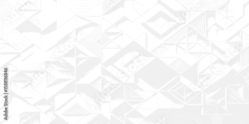 Seamless light gray abstract geometric mosaic pattern with decorative triangle and diamond shapes