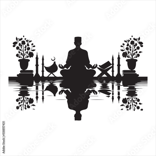 holy quran silhouette , black colour vacktor