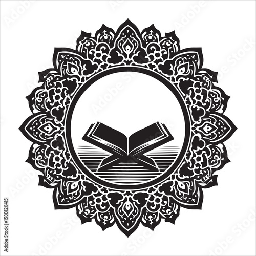 holy quran silhouette , black colour vacktor