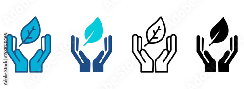 Save Forest Icon Set With Multiple Styles. Vector Illustration