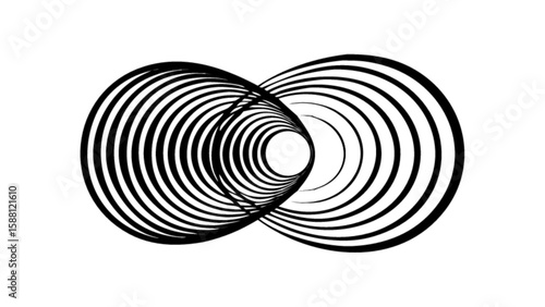 Abstract black and white circles optical illusion vector design element for art and creative projects exactly 100 chars