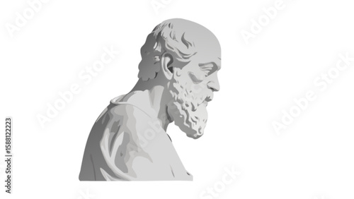 Ancient greek philosopher bust sculpture drawing vector art for history and education resources use case