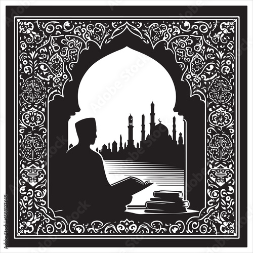 holy quran silhouette , black colour vacktor