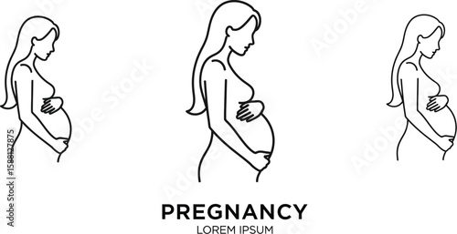 Outlines of pregnant women show pregnancy progression and maternal health