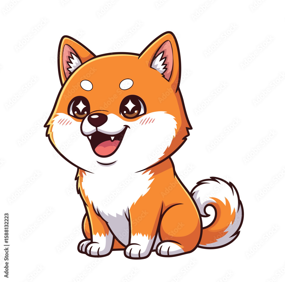 Happy Shiba Inu Animal Cartoon Icon Set in Flat Style for Pet, Kids and Cute Illustration Happy Shiba Inu Animal Cartoon Icon Set in Flat Style for Pet, Kids and Cute Illustration