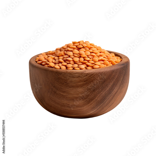 Yellow lentils fill a rustic wooden bowl creating a vibrant and nutritious isolated on white background or transparent background png cut out 39176782 1