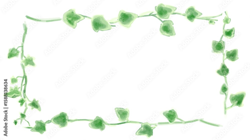 Fototapeta premium アイビーのイラストセット、ボタニカルナチュラル系。