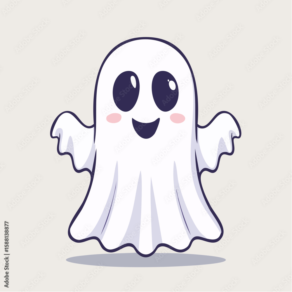 Cute but creepy ghost with big hollow eyes and a mischievous smile, simple black and white Cute but creepy ghost with big hollow eyes and a mischievous smile, simple black and white