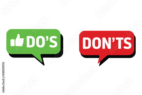 Do s and don ts comparison with thumbs up and speech bubbles