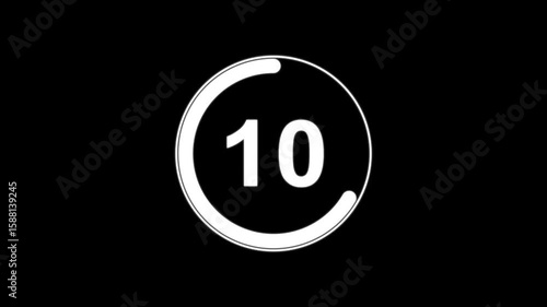 Wallpaper Mural Circle countdown timer one minute animation from 15 to 0 second animation  with alpha channel, 15 second countdown timer, Countdown video on black background. Torontodigital.ca