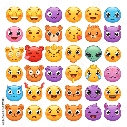 set of funny cartoon smileys