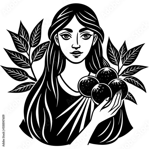 Woman Holding Fresh Mandarins with Leaves – Close-Up

