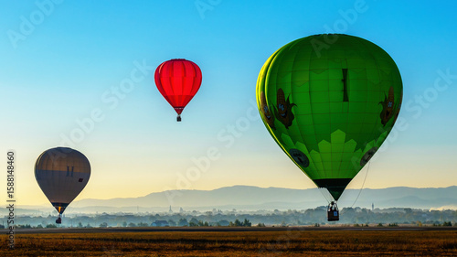 hot air balloon in flight 