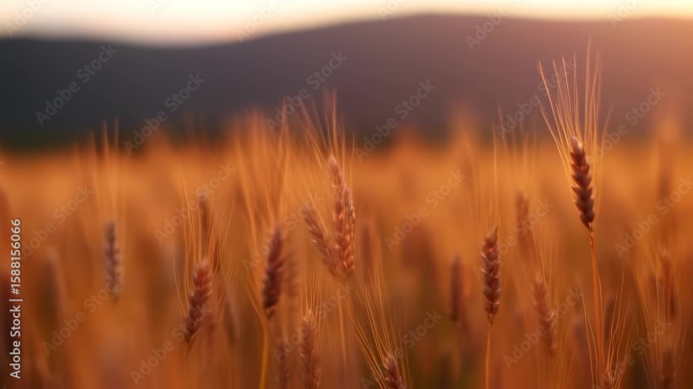 Golden wheat field sunset landscape Golden wheat field sunset landscape