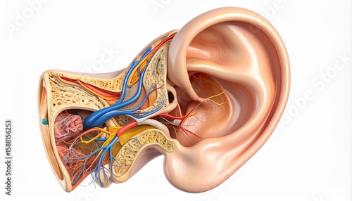 Wallpaper Mural Detailed Illustration of Human Ear Anatomy with Vivid Color and Labeling Torontodigital.ca