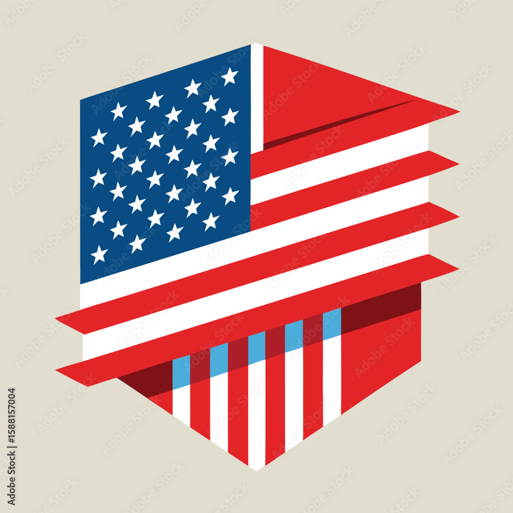 Obraz premium USA flag: A patriotic symbol of the United States, this illustration showcases the red, white, and blue national banner with stars