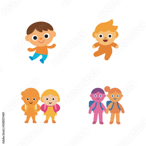 flat vector children embarking on playful mischief set bundle