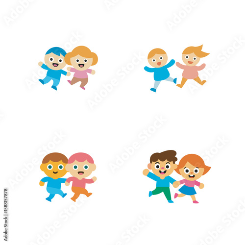flat vector children embarking on playful mischief set bundle