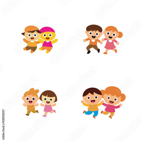 flat vector children embarking on playful mischief set bundle