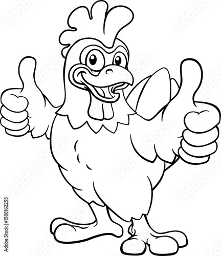 A chicken cartoon rooster cockerel bird mascot giving a thumbs up